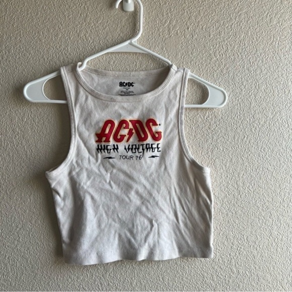 AC/DC White and Red Crop Top